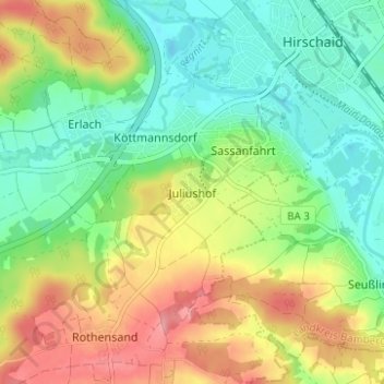 Mappa topografica Juliushof, altitudine, rilievo