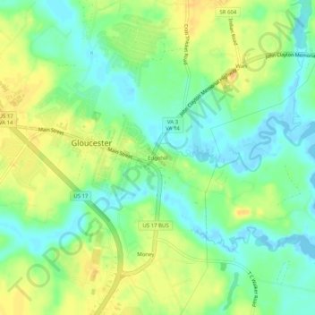 Mappa topografica Edgehill, altitudine, rilievo