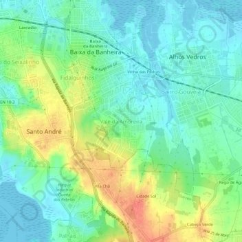 Mappa topografica Vale da Amoreira, altitudine, rilievo
