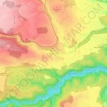 Mappa topografica Bachheim, altitudine, rilievo