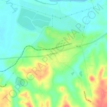 Mappa topografica Counce, altitudine, rilievo