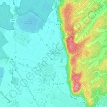 Mappa topografica Niederrimsingen, altitudine, rilievo