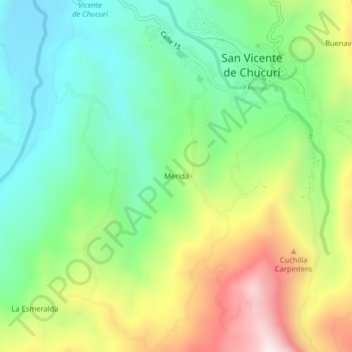 Mappa topografica Merida, altitudine, rilievo