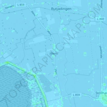 Mappa topografica Iffens, altitudine, rilievo
