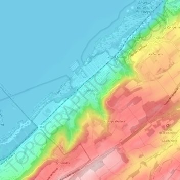 Mappa topografica Cheyres, altitudine, rilievo