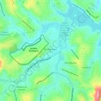 Mappa topografica Bandeirantes II, altitudine, rilievo