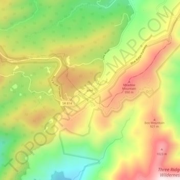 Mappa topografica Love, altitudine, rilievo
