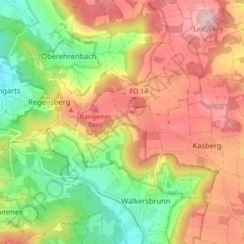 Mappa topografica Rangen, altitudine, rilievo