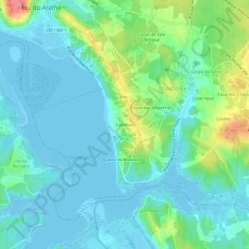 Mappa topografica Casinhas, altitudine, rilievo