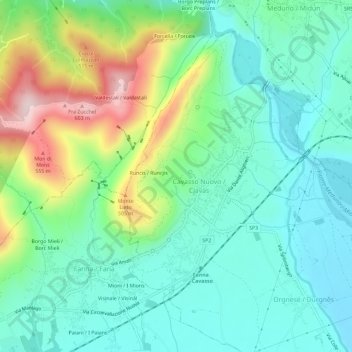 Mappa topografica Dreon, altitudine, rilievo