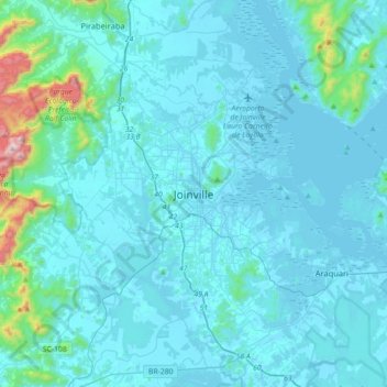 Mappa topografica Joinville, altitudine, rilievo