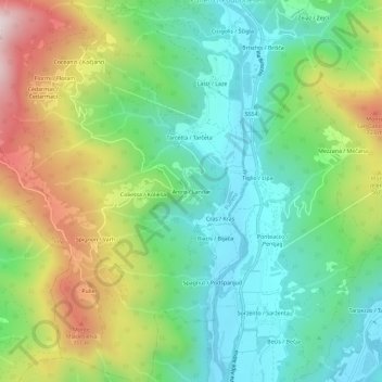 Mappa topografica Antro / Landar, altitudine, rilievo