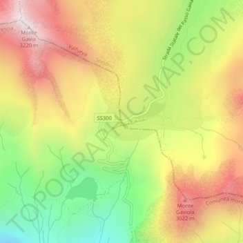 Mappa topografica Passo di Gavia, altitudine, rilievo