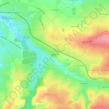 Mappa topografica Beauvoir, altitudine, rilievo