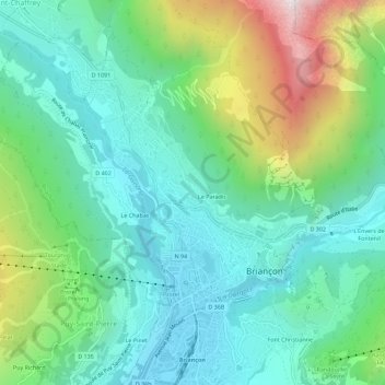 Mappa topografica L'Enfer, altitudine, rilievo