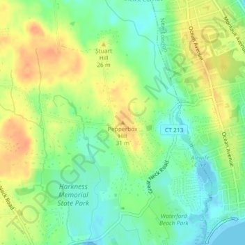 Mappa topografica Pepperbox Hill, altitudine, rilievo