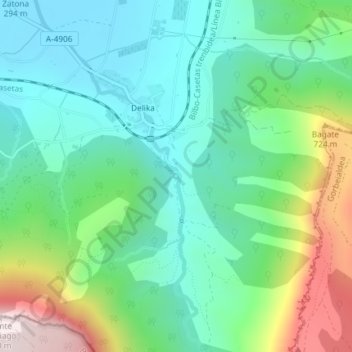 Mappa topografica Fuente de la tejera, altitudine, rilievo