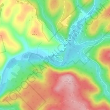 Mappa topografica Kellettville, altitudine, rilievo