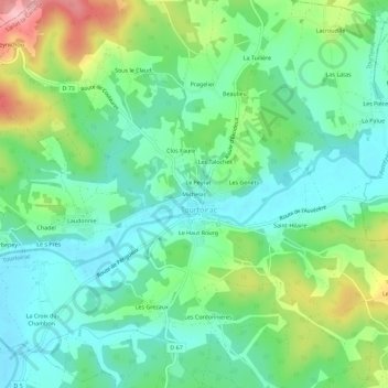 Mappa topografica Michelas, altitudine, rilievo
