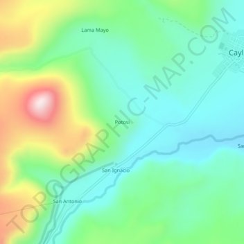 Mappa topografica Potosi, altitudine, rilievo