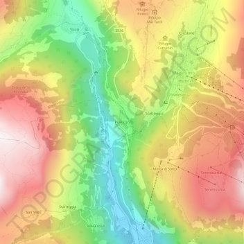 Mappa topografica Pianazzo, altitudine, rilievo