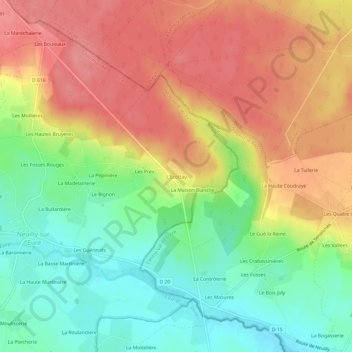 Mappa topografica L'Ecottay, altitudine, rilievo