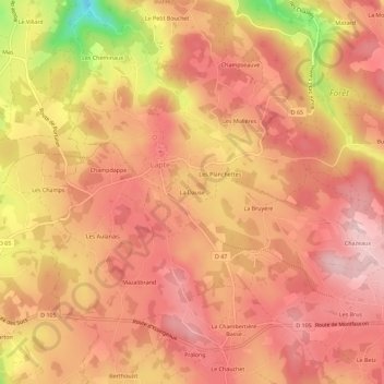 Mappa topografica La Dause, altitudine, rilievo