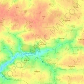 Mappa topografica La Moutonnerie, altitudine, rilievo