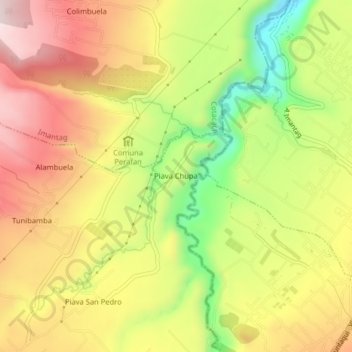 Mappa topografica Piava Chupa, altitudine, rilievo