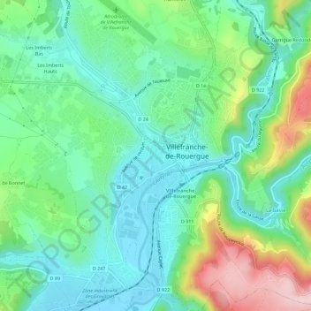 Mappa topografica Les Ruelles, altitudine, rilievo