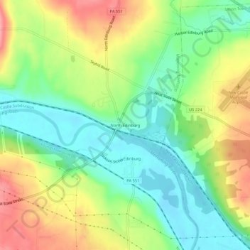 Mappa topografica North Edinburg, altitudine, rilievo