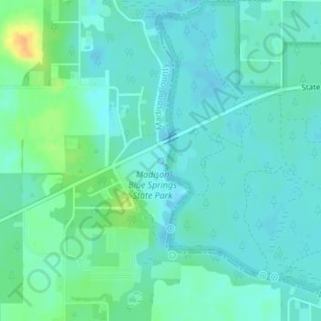 Mappa topografica Madison Blue Spring, altitudine, rilievo