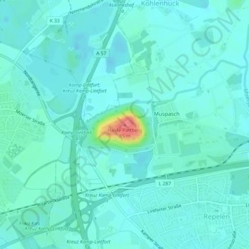 Mappa topografica Halde Pattberg, altitudine, rilievo