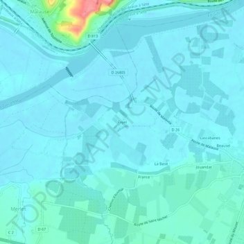 Mappa topografica Fayel, altitudine, rilievo