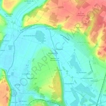 Mappa topografica Rochambeau, altitudine, rilievo