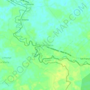 Mappa topografica Pueblo Nuevo, altitudine, rilievo