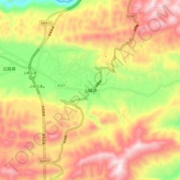Mappa topografica 上磺镇, altitudine, rilievo