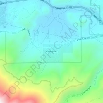 Mappa topografica Aspen Springs, altitudine, rilievo