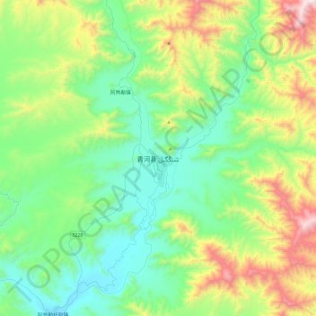 Mappa topografica 青河县, altitudine, rilievo