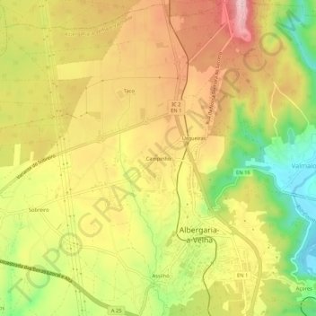 Mappa topografica Campinho, altitudine, rilievo