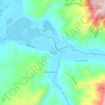 Mappa topografica Pichilo, altitudine, rilievo