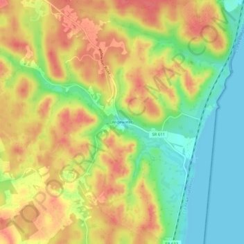 Mappa topografica Widewater, altitudine, rilievo