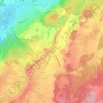 Mappa topografica Drößling, altitudine, rilievo