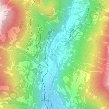 Mappa topografica San Carlo, altitudine, rilievo