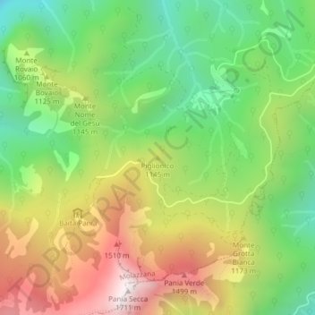 Mappa topografica Piglionico, altitudine, rilievo
