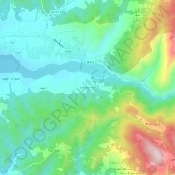 Mappa topografica Cerreto Ratti, altitudine, rilievo