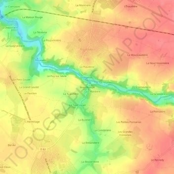 Mappa topografica Beau Rivage, altitudine, rilievo
