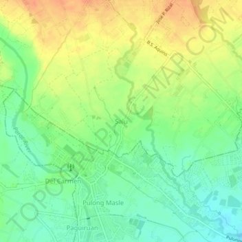 Mappa topografica Salu, altitudine, rilievo
