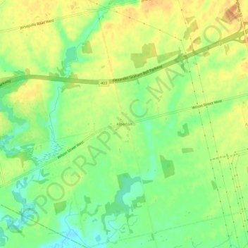Mappa topografica Alberton, altitudine, rilievo