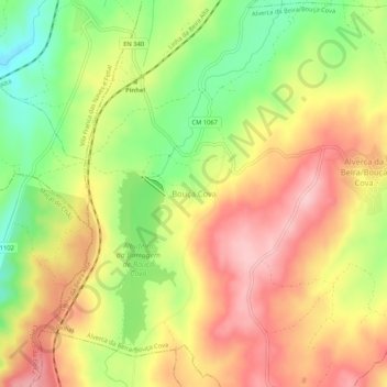 Mappa topografica Bouça Cova, altitudine, rilievo
